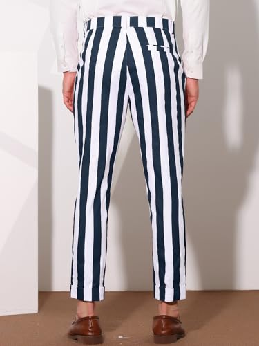 Lars Amadeus Striped Business Pants for Men's Slim Fit Flat Front Tapered Office Cropped Pants3