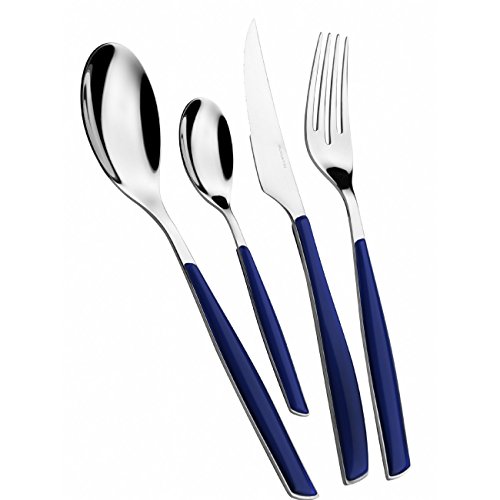 Bugatti Ménagère 24 Pièces Bleu, 24 pièces, Acier inoxydable, Glamour, Moderne, 1.3 kg, Lave-vaisselle, 3137998031