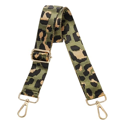 Sangles de rechange léopard vert foncé chic avec boucle dorée pour sac
