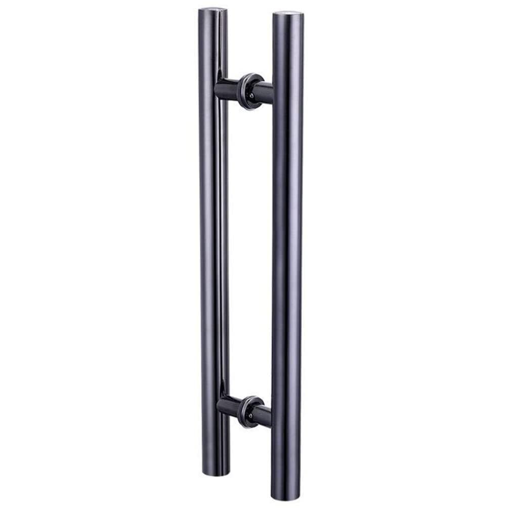 GYRAZXS Stainless Steel Sliding Door Handle Set 150CM/59.06in Matte Black TwoWay Glass Handle for Hotel Barn Mall Restaurant (90CM/35.43" Hole)