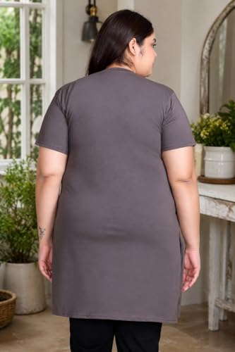 Image of In Love Women's Printed Cotton Plus Size Longline T-Shirt with Pockets | Cotton fabric - soft longline T-shirt with easy plus-size fit