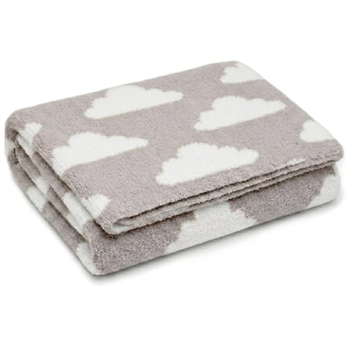 Image of Living Textiles Grey Clouds Chenille Soft Baby Blanket Reversible Premium Cozy Fabric for Best Comfort - for Infant,Toddler,Newborn,Nursery,Boy,Unisex,Throw,Crib,Stroller,Gift, Grey Clouds 40x30