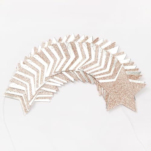 Image of Champagne Glitter-Silver Party-Decorations Birthday Garland - 62ft Twinkle Little Star Hanging Streamers Banner,Boho Wedding Bridal Baby Shower Disco Christmas Bachelorette Engagement Decor Hugtmr
