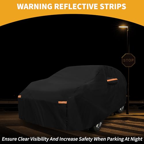 Image of Waterproof All-Weather Universal Car Cover with Right Side Zipper, 210T-PU Black Fits for Wagon 190 inch to 198 inch Length