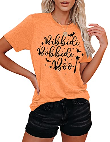 Bibbidi Bobbidi Boo Shirt Women Cute Halloween T-Shirt Funny Letter Print Tees Casual Vacation Tee Tops2