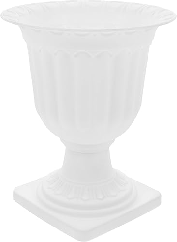 VOSAREA Maceta clásica de plástico para urnas altas de plástico, jarrones de flores con pedestal, maceta para plantas, macetas griegas para Navidad,