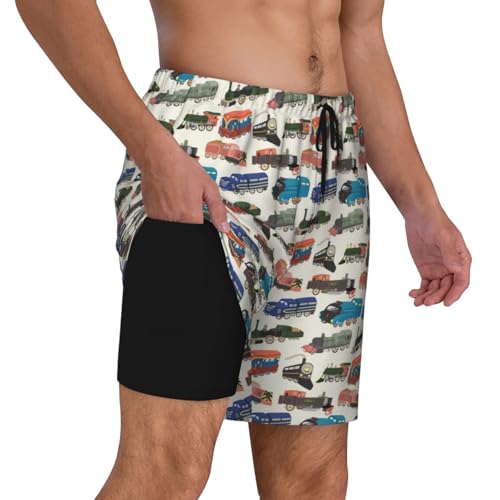 Train Funny Men's Swim Trunks Board Shorts Quick Dry-2