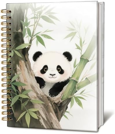 LIANGW Cute Panda Spiral Notebook Journal, Wild Animal Journal fo...