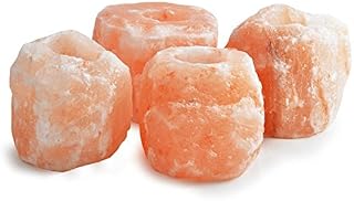4 x HIMALAYAN SALT ROCK CRYSTAL CANDLE HOLDER HEALING IONIZING T-LIGHT