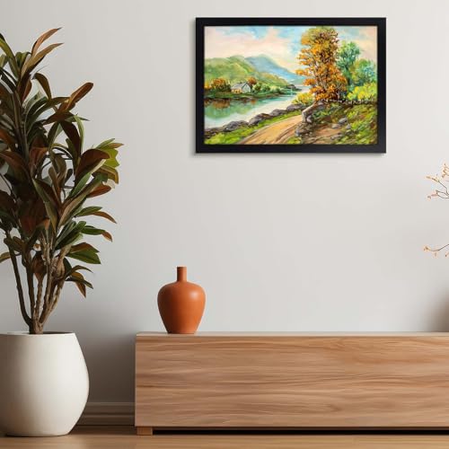 Image of Golden State Art 14x20 Picture Frame Black, Solid Wood Poster Frame 14x20 inches with Real Glass, Vertical & Horizontal Wall Hanging Large Picture Frame for Photos, Posters & Art Prints (1 Pack)