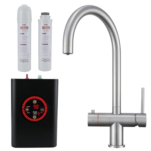 Yamataro 3in1 Boiling Water Tap Instant Hot Water Tap Hot Cold Filtered Boiling Water Kitchen Faucet Stainless Steel (with Boiler and Filter)