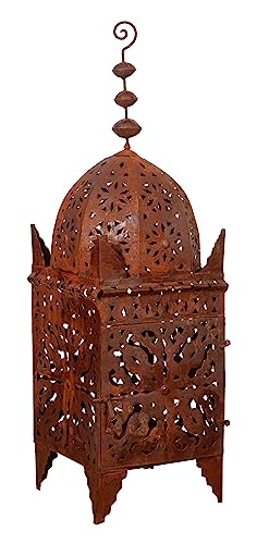 Biscottini Farol de exterior de hierro forjado, Farol de hierro calado, Faroles grandes decorativos de suelo