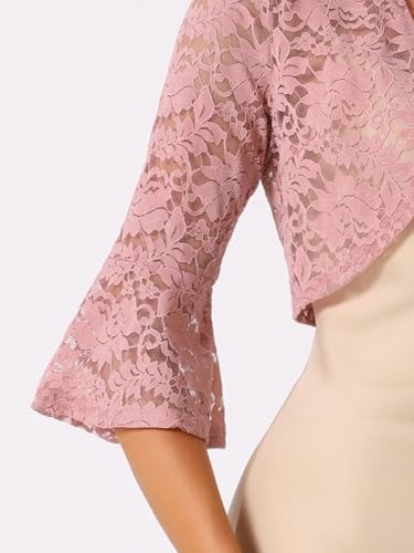 Cárdigan bolero de encaje calado elegante con mangas acampanadas fluidas 5