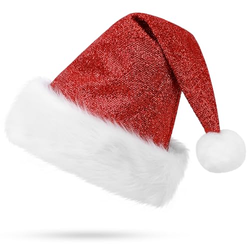KONVINIT Glitzer Weihnachtsmütze Nikolausmütze für Erwachsene Luxus...