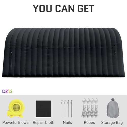 Image of OZIS 24FT Inflatable Tunnel Sports Tunnel Entrance with Installed Blower Inflatable Tunnel Tent for Business Advertising Event Exhibition Promotion,Street,Shop,Supermarket,School(Black, 24x10x10Ft)
