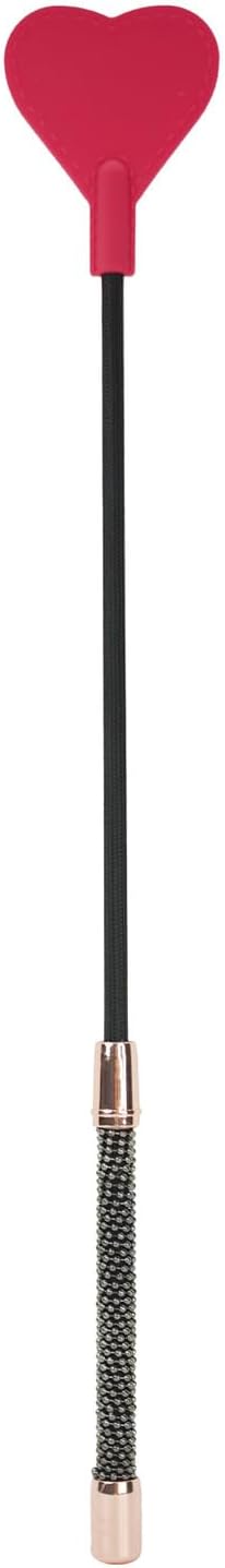 Black 18.8 Inch Horse Whip, Premium Riding Crop Horse Whip with Silicone Pink Heart Head for Equestrian Sports, Non-Slip Beads Handle