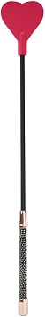 Black 18.8 Inch Horse Whip, Premium Riding Crop Horse Whip with Silicone Pink Heart Head for Equestrian Sports, Non-Slip Beads Handle