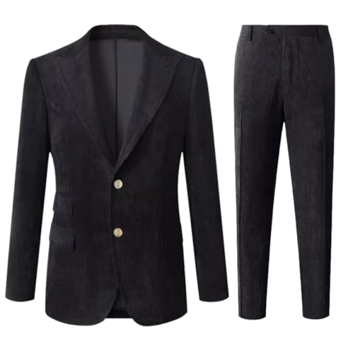 Costume homme velours côtelé marron vert veste mariage smoking décontracté retro