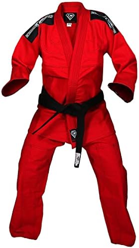 KO Sports Gear – Adult Red Gi Uniform Set, BJJ Jiu Jitsu Gi, Kimono and Pants, Pre-Shrunk (Size A5)