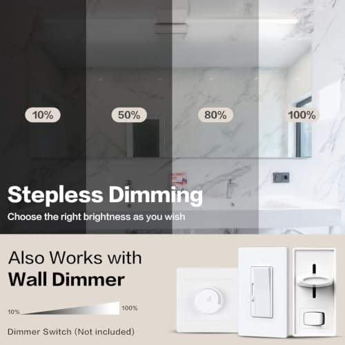 Image of SOLFART Vanity Lighting Fixtures 48-Inch: Brushed Nickel Dimmable Bathroom Light Fixtures Over Mirror, Built-in Dimmer, Thickened Aluminum Body, 360 Degree Rotation, ETL IP44