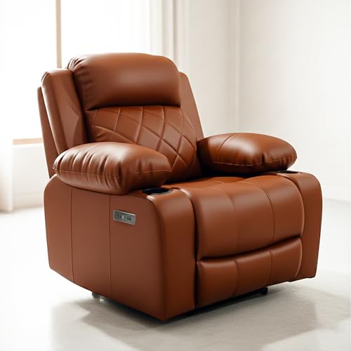 Image of S Craft Sofas Italian Genuine Leather(Body Touch) Single Seater Luxury Electric Recliner Sofa | Premium Comfort Modern Reclining Sofa for Living Room & Home Theater