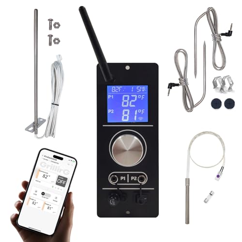 Hungrill Smart WiFi PID Controller Kit for Camp Chef Gen 2 Retro Fit Grills - Full Set with WiFi Controller Igniter RTD & 2 Meat Probes | Fits Pursuit 20 SG24/SG30 SGX DLX XT Woodwind Classic