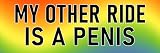 6 pcs My Other Ride is a Penis Sticker Deal (1) Large 3x9 Bumper Sticker (2) Medium 2x6 (3) 1x3 Phone Scrapbook Go Anywhere Decals Funny Gag Prank Adult Joke Sticker Rainbow