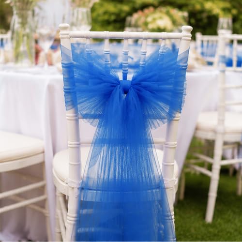 Image of Royal Blue Tulle Fabric Ribbon 6 Inch by 25 Yards Rolls Fabric Spool Tulle for Gift Wrapping Wedding Decorations Craft Supplies DIY Tutu Skirt Baby Shower Birthday Party