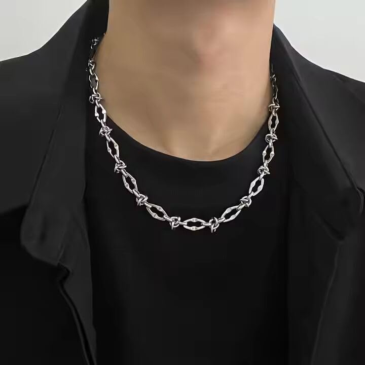 Image of THE MEN THING Chain for Men, Luxury Pure Titanium Steel Chain | Silver Stainless Steel Chain | Necklace Jewellery for Men & Boys