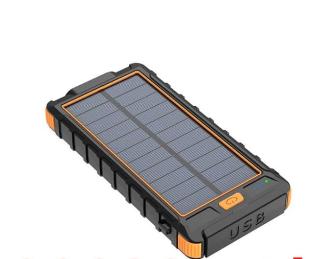 Batería externa impermeable de 80000 mAh con células solares, linterna y brújula, color naranja