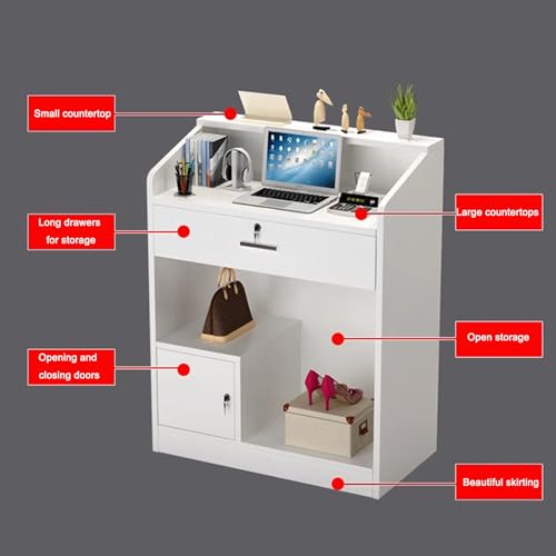 Comptoir de réception rose 60cm avec tiroir verrouillable pour bureau - 2