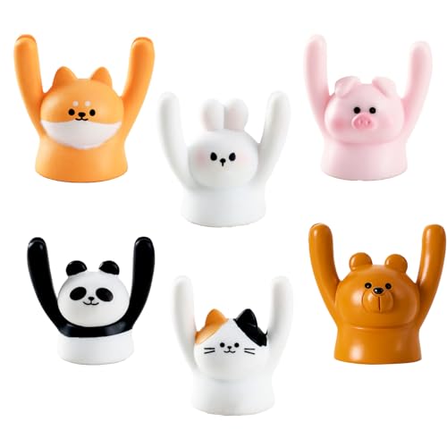 QuickYen メモスタンド かわいい動物 漫画 カードスタンド 6個入り 写真ホルダー ポストカード立て カード立て メモスタンド 樹脂ベース 卓上スタンド シンプル おしゃれホームオフィス装飾 (6個入り-キャラクター動物)