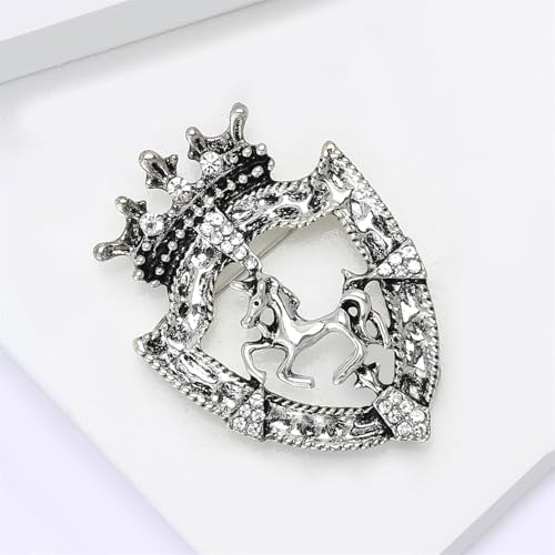 Image of Dreuyet Horse Brooch Pin Horse Racing Suit Lapel Pin for Women Men Rhinestone Antique Gold Horse Animal Brooch Clothing Outfits Accessory Jewelry