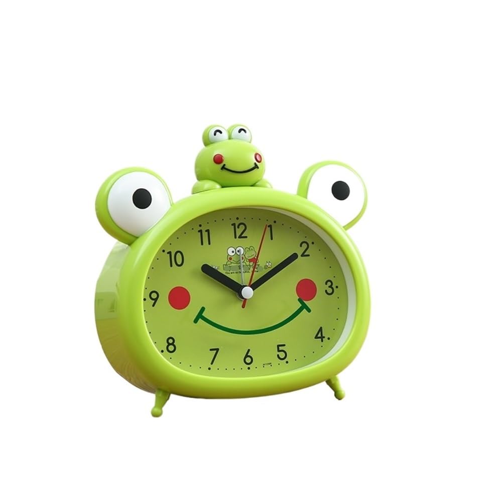 NIUHUAHUI Alarm Clock, Cartoon frog boy alarm clock cute female students with bedside desk mute bedroom(Green)