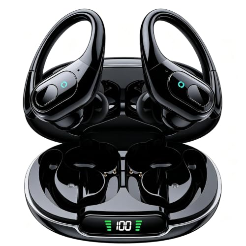 Image of occiam Active Noise Cancelling Earbuds Wireless Bluetooth Headphones | Ear Buds 90Hrs Playback Stereo Bass Earphones with Mic Over-Ear Hooks IPX7 Waterproof Headset for Work Sports