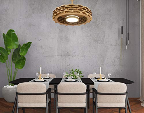Todays Fans Bladeless Ceiling Fan with Lights & Remote – LUMIO 28" Low-Profile Downrod or Flush Mount Ceiling Fan with Lights for Bedroom & More – Dimmable LED, Night Light & Wi-Fi Connect, Faux Wood - Image 3