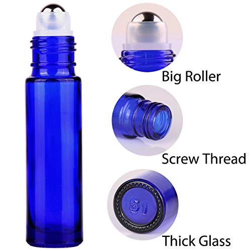 Botellas de rodillo de 10 ml de cristal roll-on para aceites esenciales azul cobalto 3