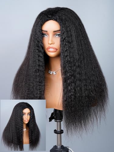 Image of ISEE Half Wig Kinky Straight Glueless Wigs Human Hair For Women 26 Inch