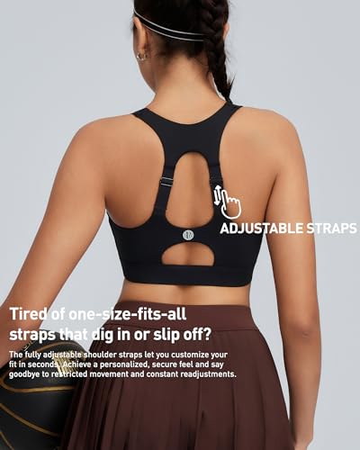 Image of RUNNING GIRL Sports Bras for Women High Support, Adjustable Straps High Impact Racerback Bra with Hook Closure Molded Cup