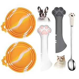Comtim 5 PCS Pet Food Can Lids & Spoons Set - Silicone Dog Cat Food Can Covers Lids Top/Multi-Function Cat Food Spoon Spatula Can Opener for Wet Food/Long Handle Spoon Easy to Scoop Food Comtim 5 PCS Pet Food Can Lids Spoons Set Silicone Dog Cat Food Can Covers Lids TopMulti Function Cat Food Spoon Spatula Can Opener for Wet FoodLong Handle Spoon Easy to Scoop Food