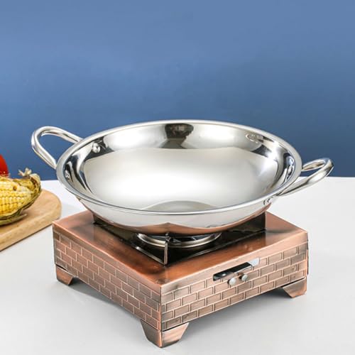 Wok de acero inoxidable 32 cm fondo redondo con doble asa miniatura 5