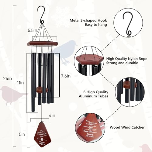 Image of ASTARIN Personalized Name Memorial Wind Chimes, Sympathy Gift for Loss of Lover Mom Dad, Bereavement Deep Tone Wind Chimes for Outside in Memory Gift, Decor Outdoor Garden Patio