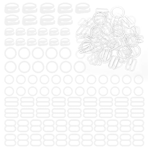 60 Pcs Bra Strap Hooks Assorted Size Styles Dress Strap Clip Bra Strap Shortener Adjusters for Straps, Small Clear Strap Adjuster for Sewing Bikini Halter Swimsuit Tops Lingerie Rings Suit