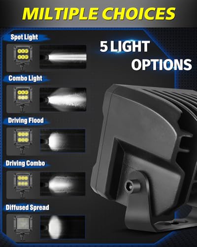 Image of 3 Inch Diffused LED Pods 120W CREE LED Cubes Camper Scene Lights | Diffused Spread Beam, High Intensity CREE LEDs Square LED Cube Lights Backup Reverse Area Lights for Truck Pickup SUV UTV ATV
