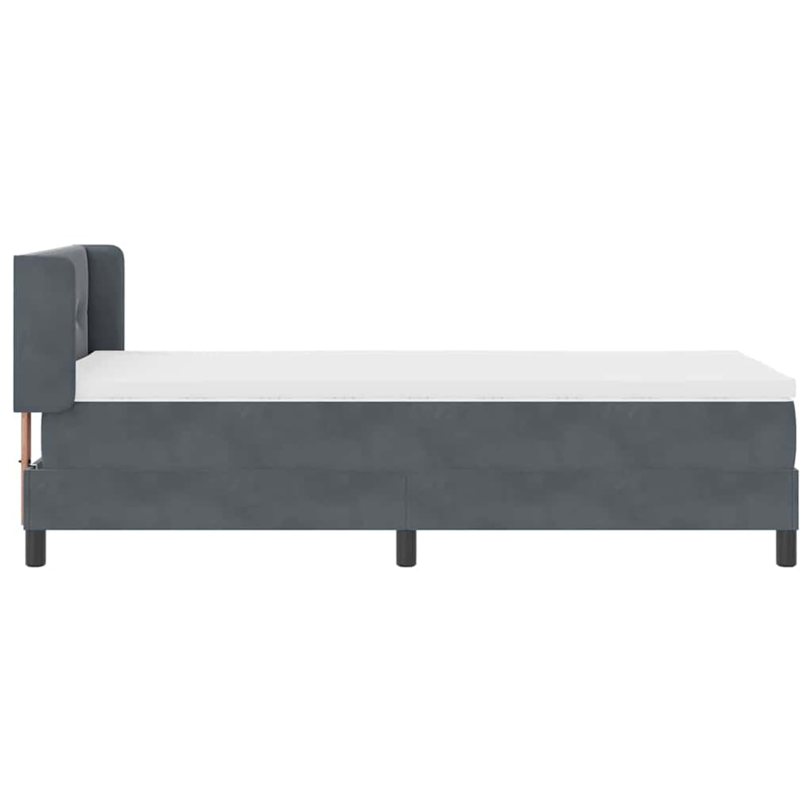 Łóżko kontynentalne z materacem 200 x 90 cm, ciemnoszare, średnio twarde, materac z pianki kieszeniowej, regulowany zagłówek, oddychający, do łóżka pojedynczego, w zestawie stelaż i zagłówek