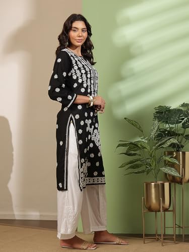 Image of Ada Women's Cotton Regular Fit Tunic Hand Embroidered Lucknowi Chikankari Ethnic Wear Kurta Kurti A130717