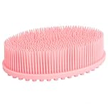 DNC Exfoliating Silicone Body Scrubber Shower Bath Body Brush Easy to Clean, Lathers Well, Eco Friendly (Pink)
