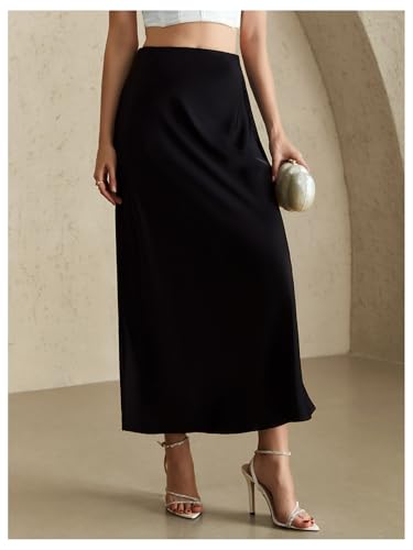 Women's Elegant Satin Skirts High Waisted Fishtail Business Casual Maxi Dressy Skirts4