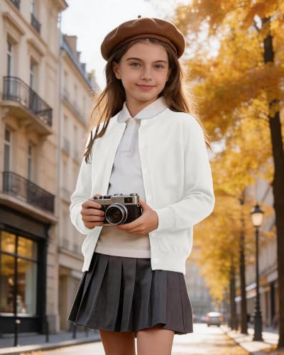 Image of Girls Cardigan Sweater School Uniforms Toddler Long Sleeve Button Knit Solid Sweaters Tops