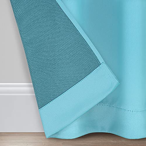 Eclipse Tricia Modern Room Darkening Thermal Rod Pocket Window Curtains For Bedroom (2 Panels), 26" X 63", Turquoise #TOP3